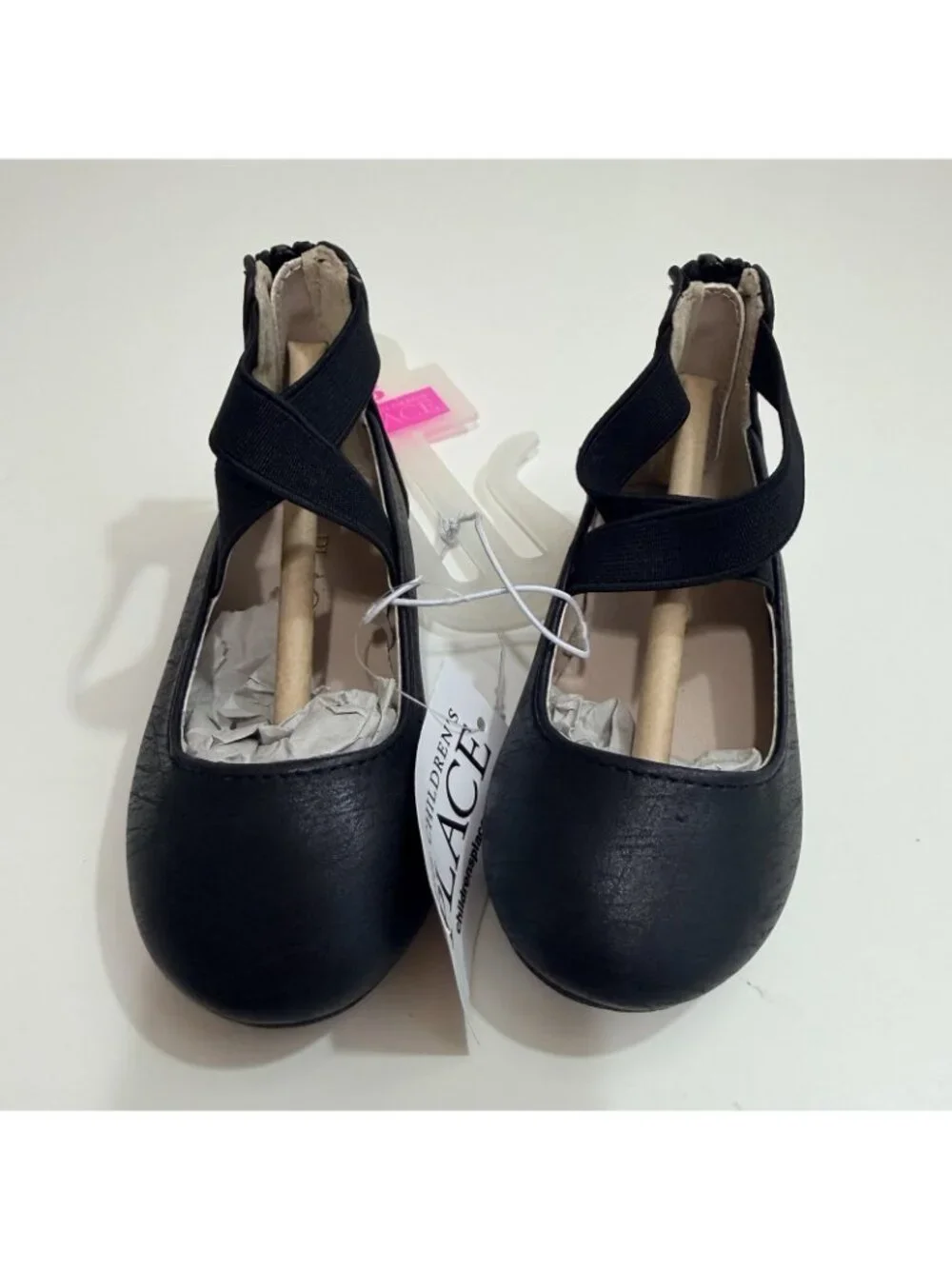Children’s Place Toddler Girls Cross Strap Ballet Flats - Black 5